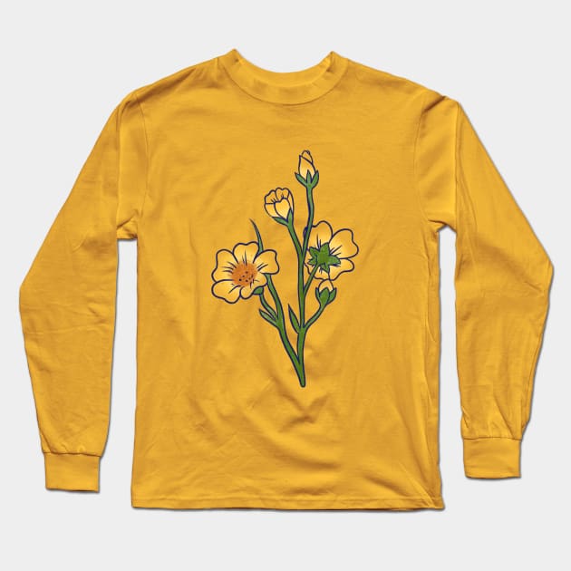 Yellow Flowers Long Sleeve T-Shirt by bubbsnugg